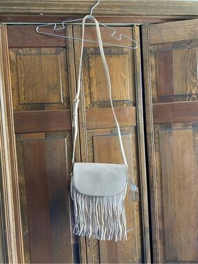 Fringe Crossbody Bag in Light Beige by Francesca’s- Women's Shoulder Bag